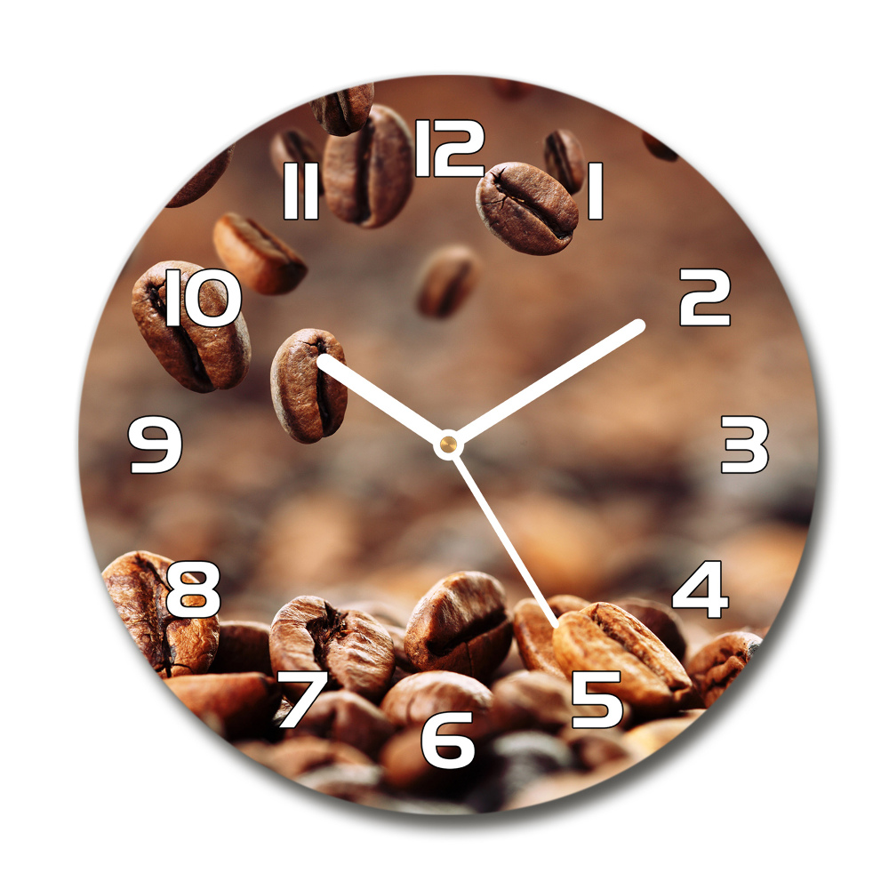 Skleněné hodiny kulaté Zrnka kávy