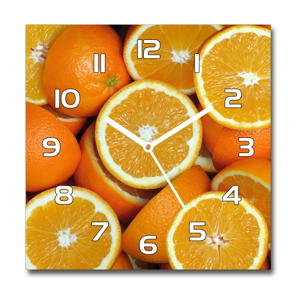Skleněné hodiny kulaté Půlky pomerančů