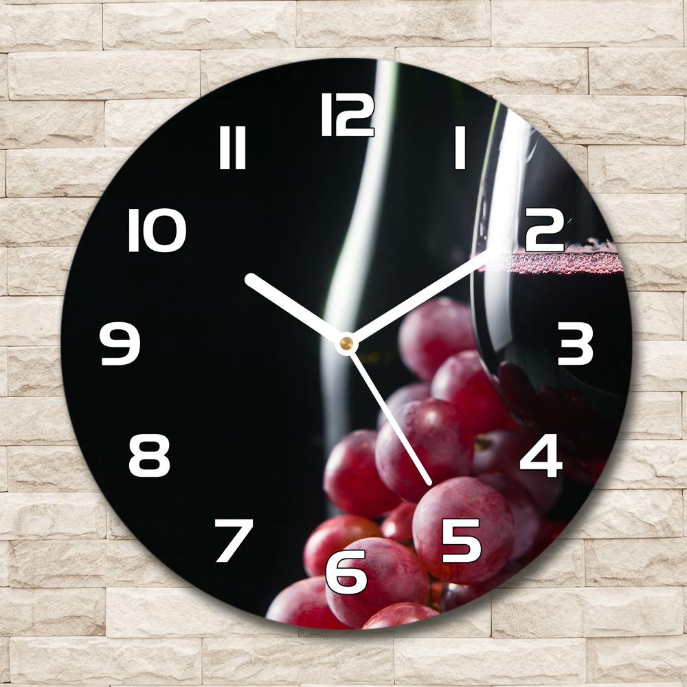 Skleněné hodiny na stěnu Hrozny a víno