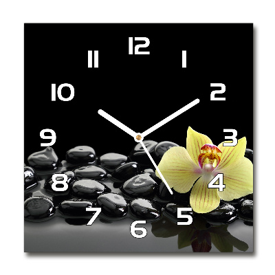 Skleněné nástěnné hodiny kulaté Orchidej
