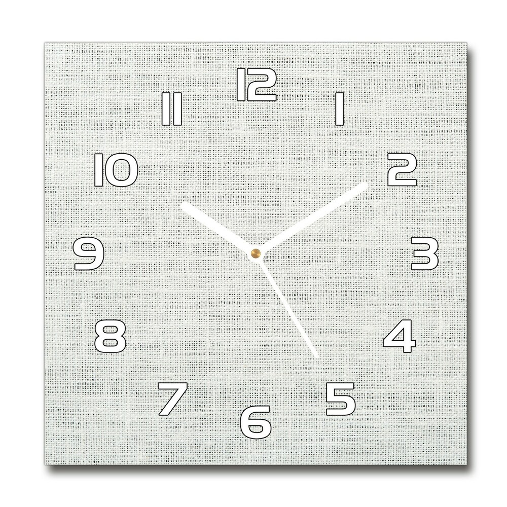 Skleněné hodiny kulaté Lněné bílé plátno