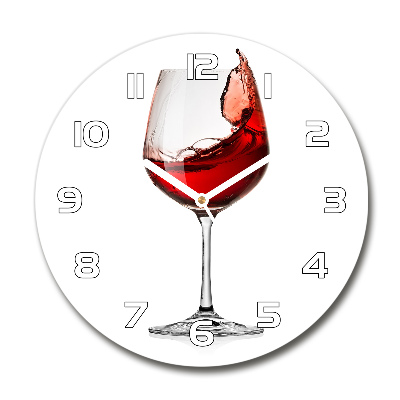 Skleněné hodiny kulaté Červené víno