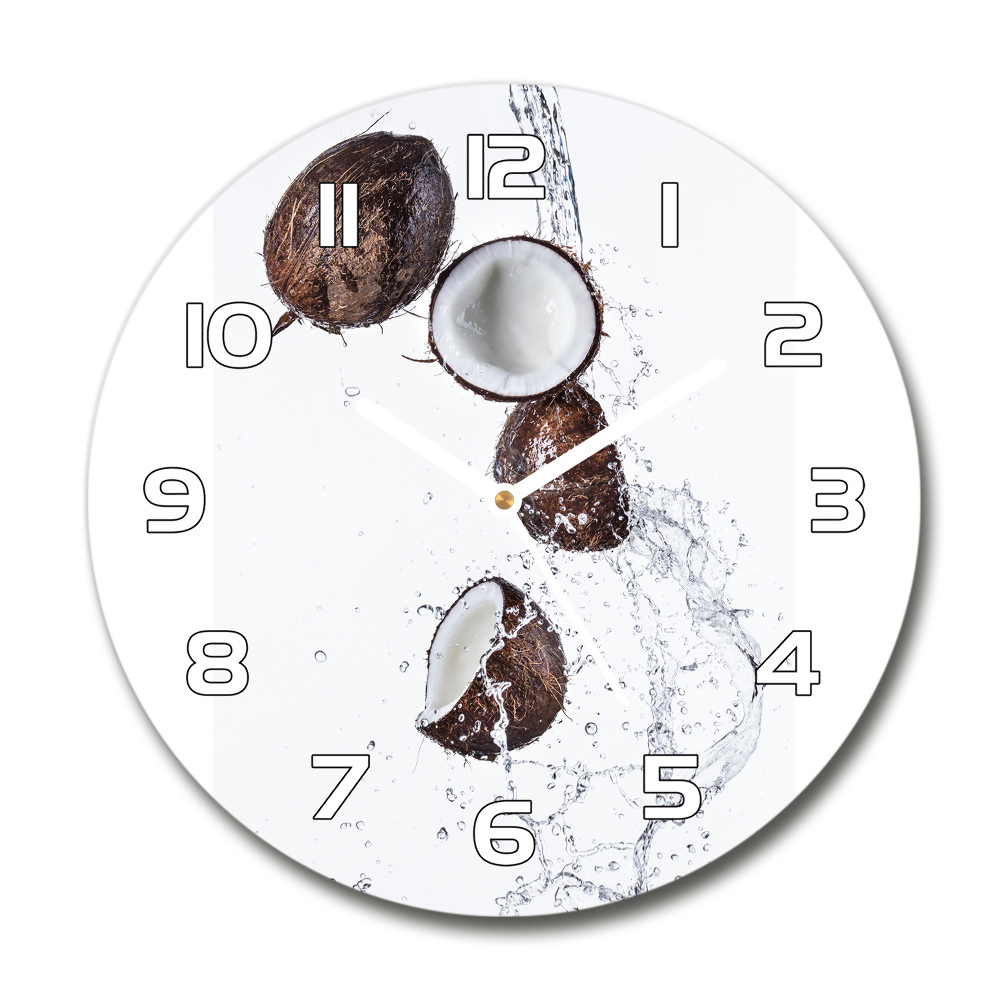 Skleněné hodiny kulaté Kokos s vodou