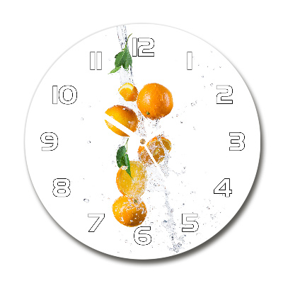 Skleněné hodiny kulaté Pomeranče a voda