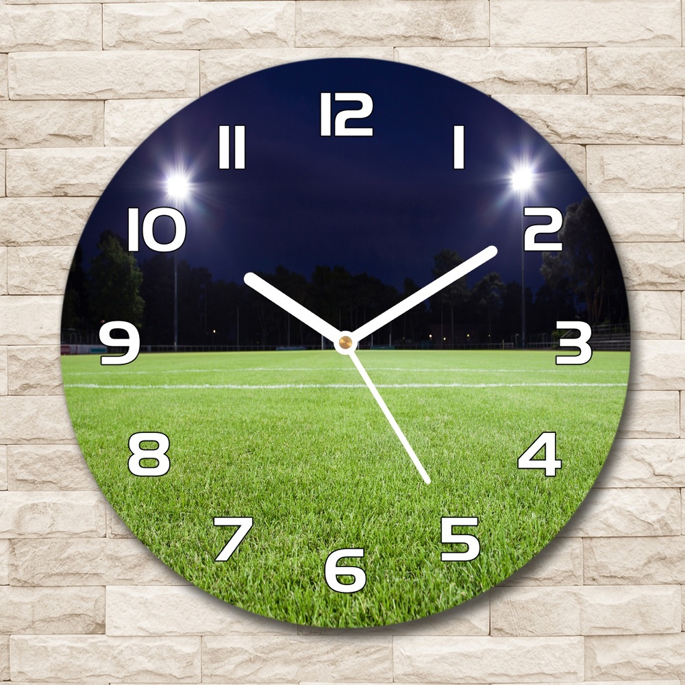Skleněné hodiny kulaté Fotbalové hřiště