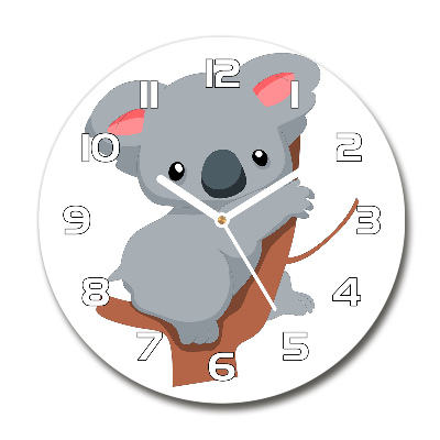 Skleněné hodiny kulaté Koala na stromě