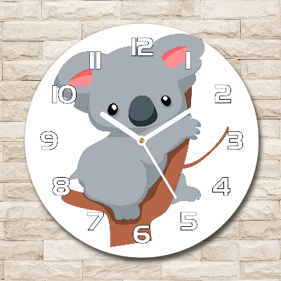 Skleněné hodiny kulaté Koala na stromě