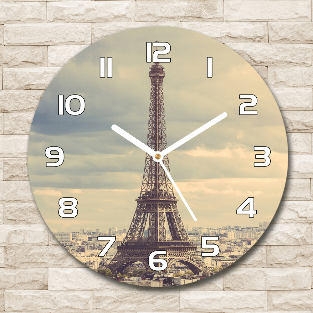 Skleněné hodiny kulaté Eiffelova věž Paříž