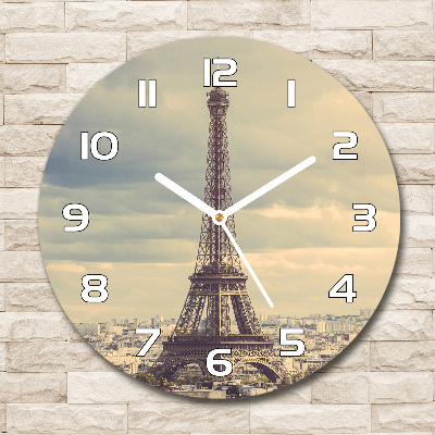 Skleněné hodiny kulaté Eiffelova věž Paříž