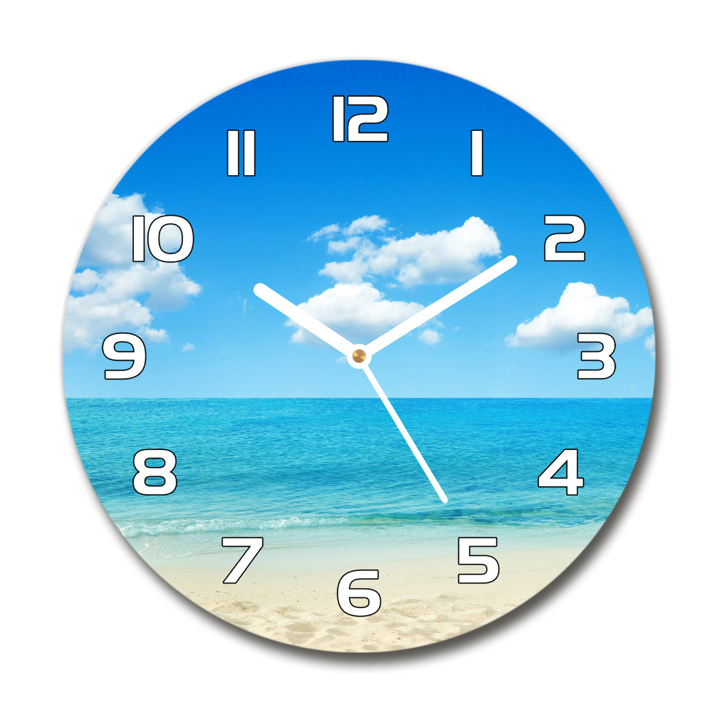 Skleněné hodiny kulaté Rajská pláž