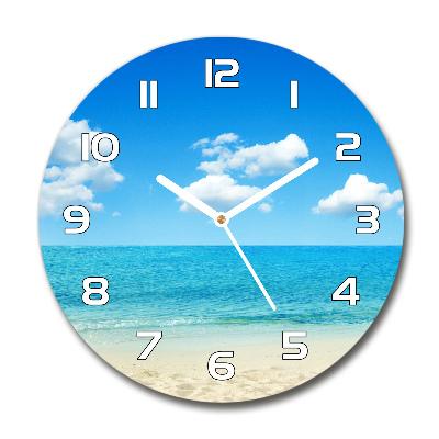 Skleněné hodiny kulaté Rajská pláž