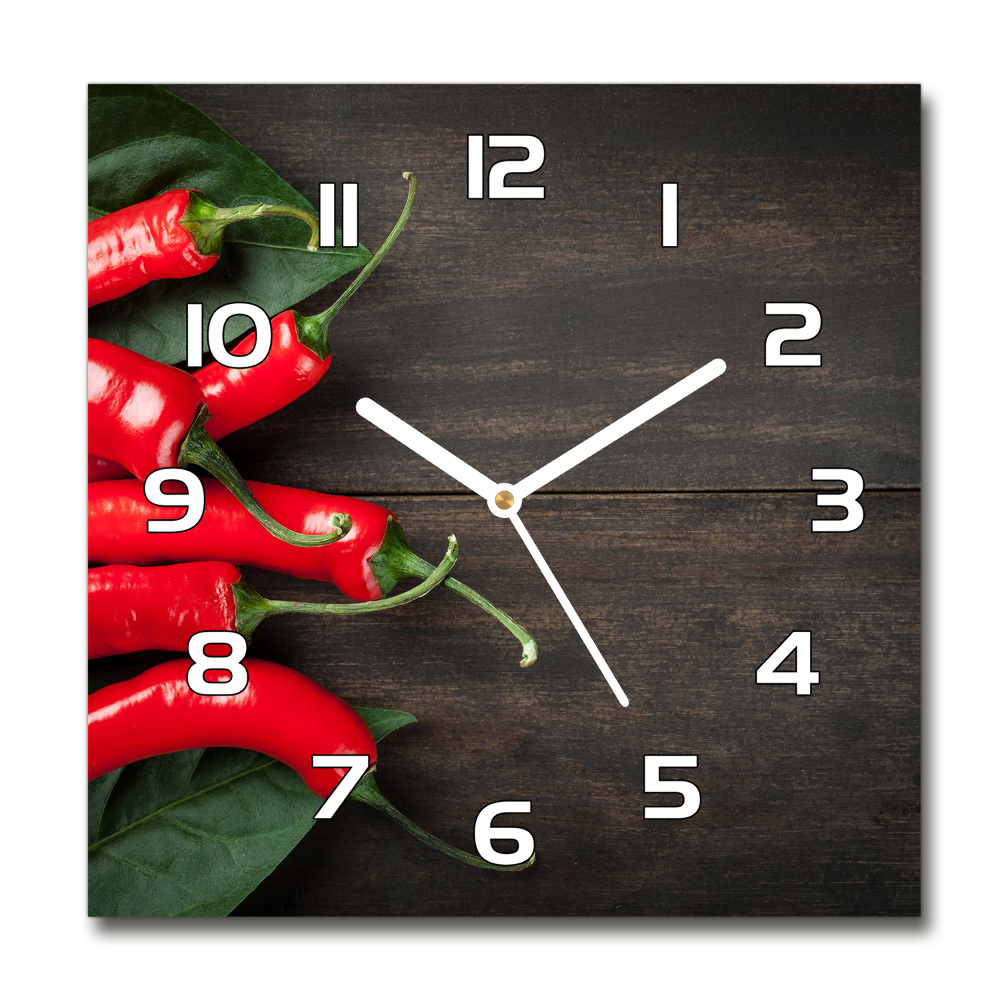 Skleněné hodiny kulaté Chilli papričky
