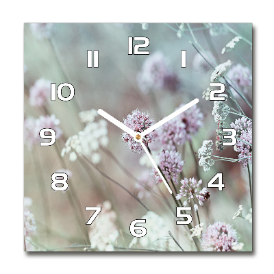 Skleněné hodiny kulaté Divoké květiny