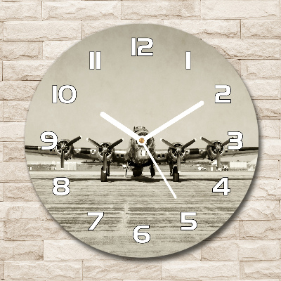 Skleněné hodiny kulaté Starý bombardér