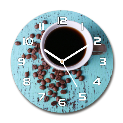 Skleněné hodiny kulaté Černá káva