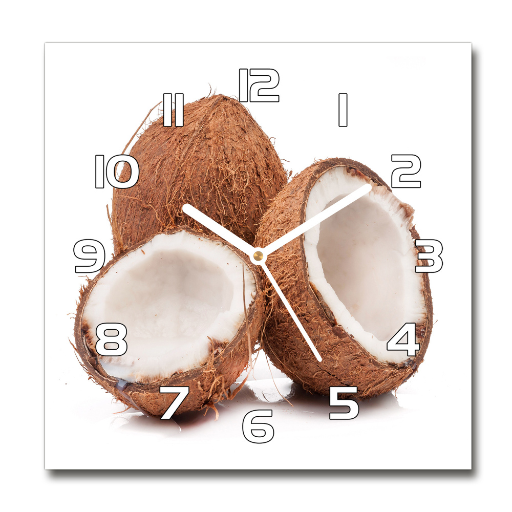 Skleněné nástěnné hodiny kulaté Kokos