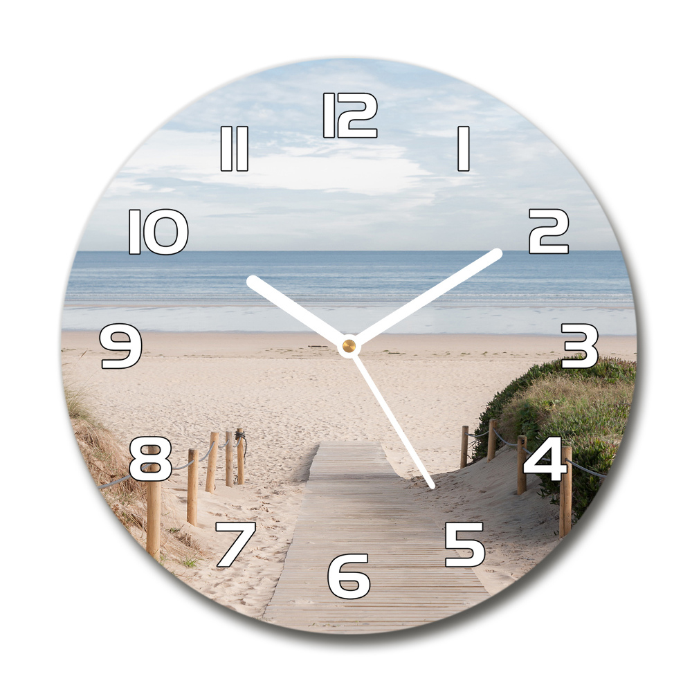 Skleněné hodiny kulaté Stezka na pláž
