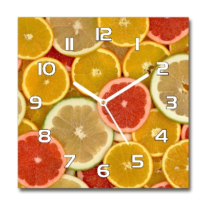 Skleněné hodiny kulaté Citrusové ovoce