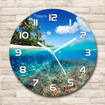 Skleněné hodiny na stěnu Korálový útes