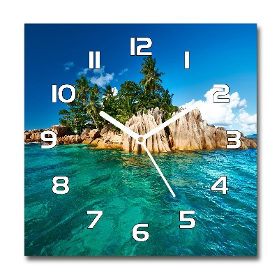 Skleněné hodiny na stěnu Tropický ostrov