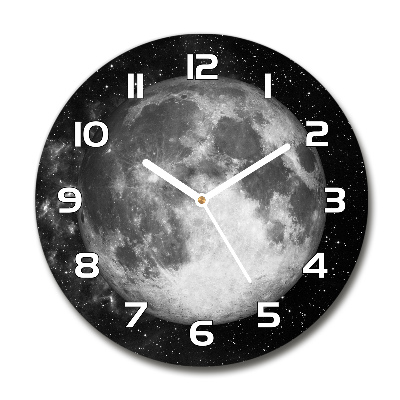 Skleněné nástěnné hodiny kulaté Měsíc