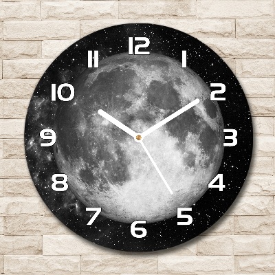 Skleněné nástěnné hodiny kulaté Měsíc