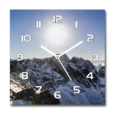 Skleněné hodiny na stěnu Zima v Tatrách