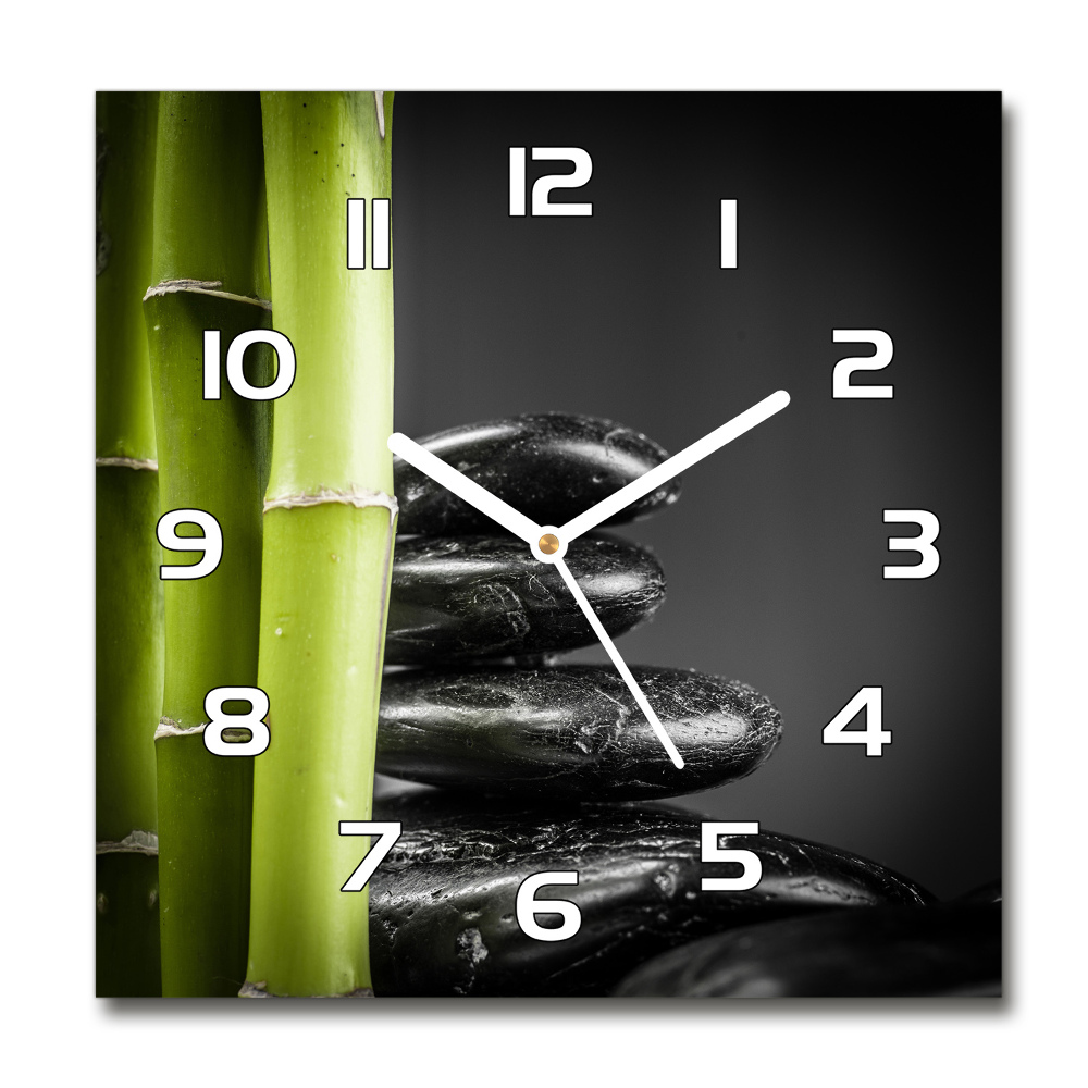 Skleněné nástěnné hodiny kulaté Bambus