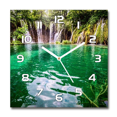 Skleněné hodiny kulaté Plitvické jezero