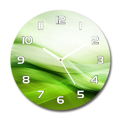 Skleněné hodiny na stěnu Zelené vlny pozadí