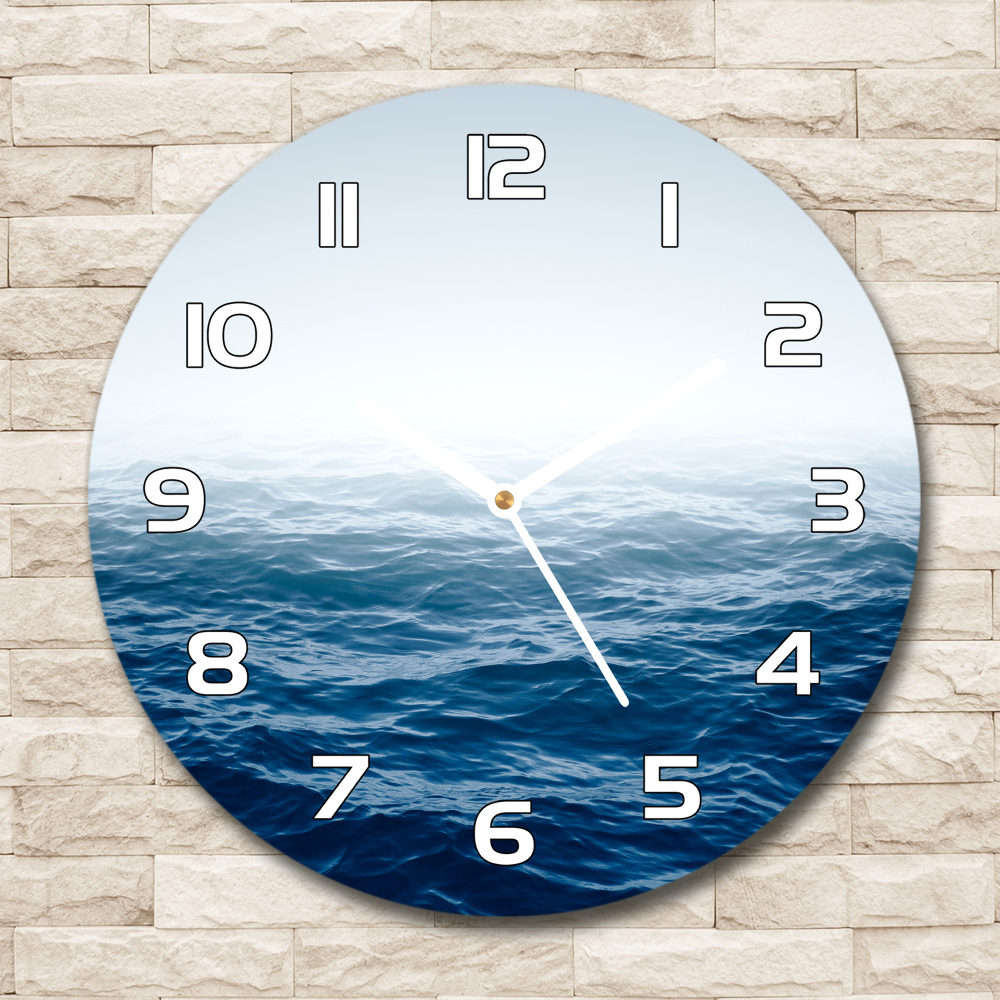 Skleněné hodiny kulaté Mořské vlny
