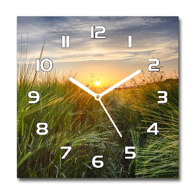 Skleněné hodiny kulaté Pole pšenice