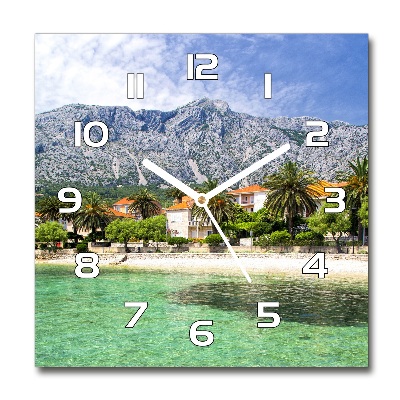 Skleněné hodiny kulaté Pláž v Chorvatsku