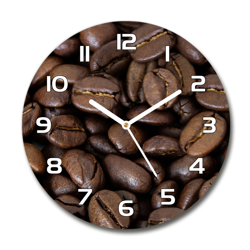 Skleněné hodiny na stěnu Zrnka kávy