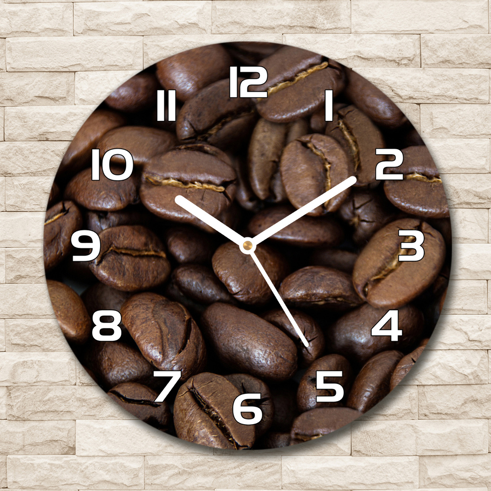 Skleněné hodiny na stěnu Zrnka kávy