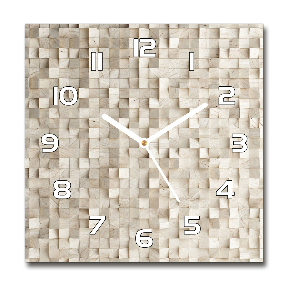 Skleněné hodiny na stěnu Dřevěné kostky