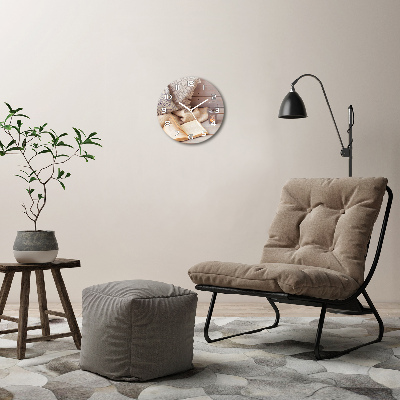 Skleněné hodiny kulaté Relax při knížce