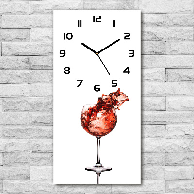 Nástěnné skleněné hodiny Sklenice vína