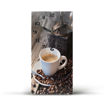 Nástěnné skleněné hodiny Šálek kávy