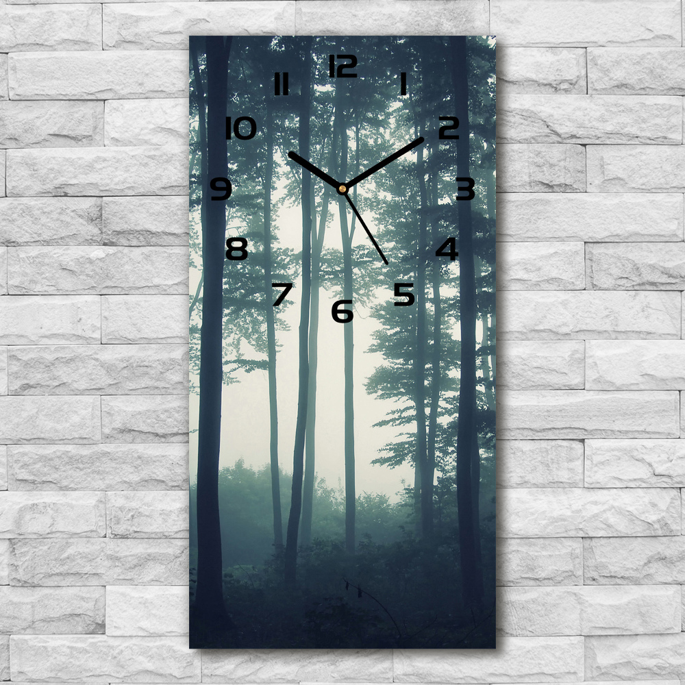 Nástěnné skleněné hodiny Mlha v lese