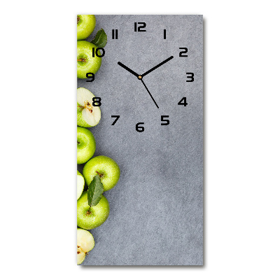 Nástěnné skleněné hodiny Zelená jablka