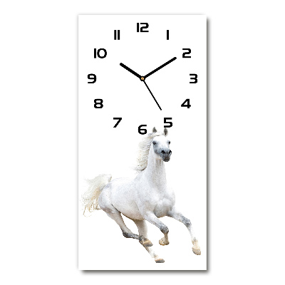 Nástěnné hodiny Bílý kůň ve cvalu