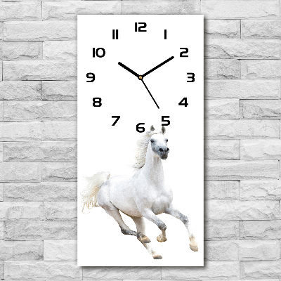 Nástěnné hodiny Bílý kůň ve cvalu