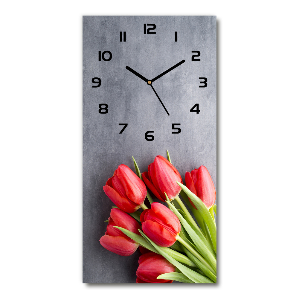 Nástěnné hodiny Červené tulipány