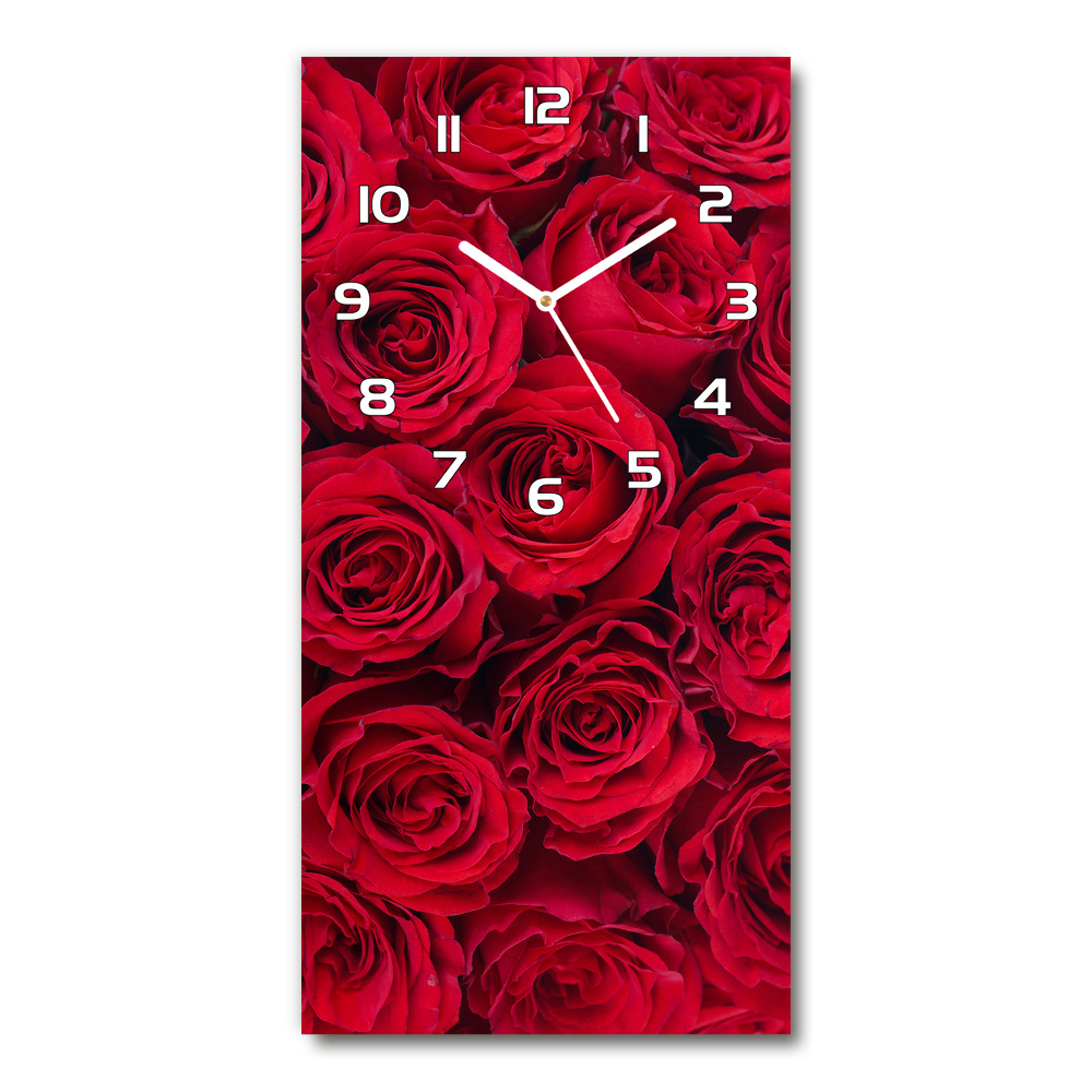 Nástěnné skleněné hodiny Červená růže