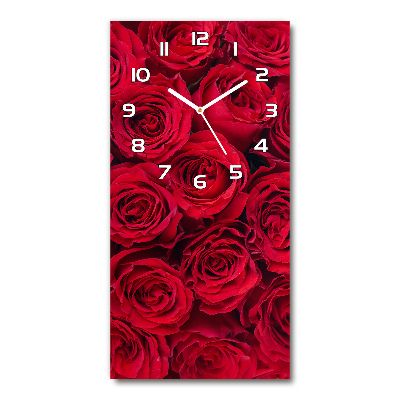 Nástěnné skleněné hodiny Červená růže