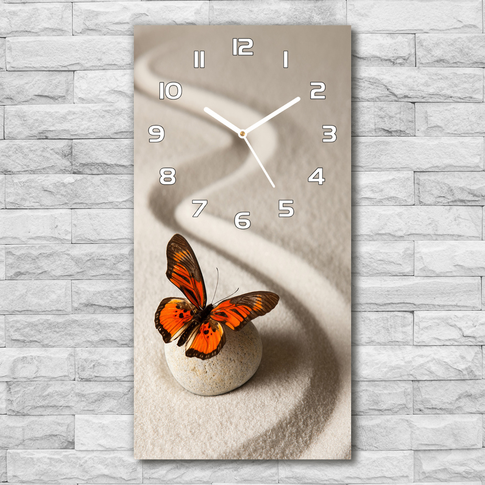Nástěnné hodiny Kámen zen a motýl