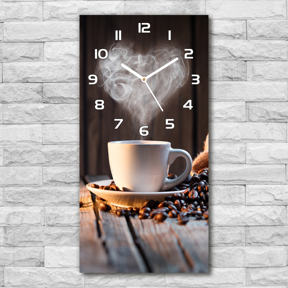 Nástěnné skleněné hodiny Šálek kávy