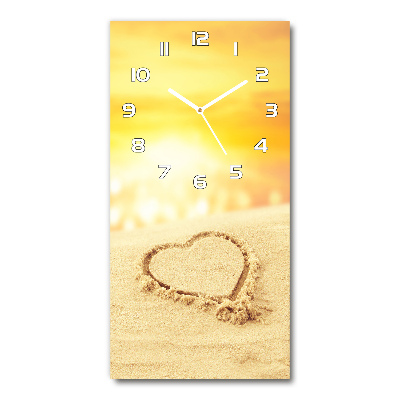 Nástěnné skleněné hodiny Srdce na pláži