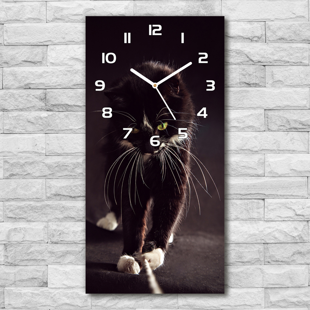 Moderní hodiny nástěnné Černá kočka